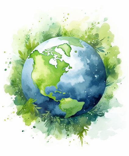 Earth watercolor painting, nature-inspired motifs