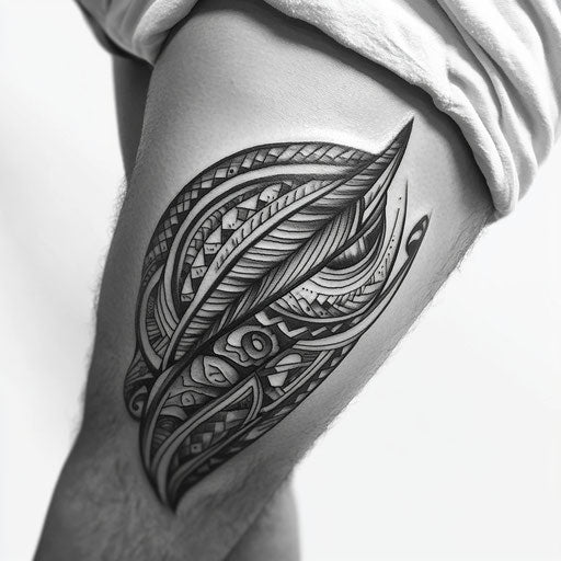 Bold tribal tattoo sketch on thigh - clipart style
