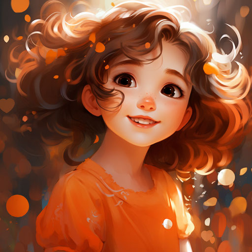 The most beautiful anime girl in the world in orange and brown style