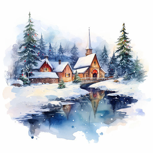 Christmas clipart in the style of oil painting, on a white background