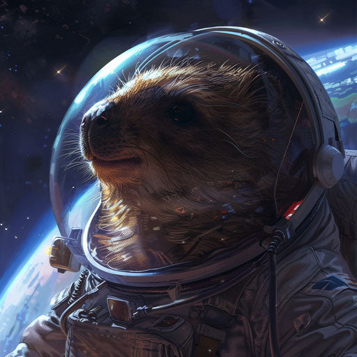 Quokka astronaut floating in space