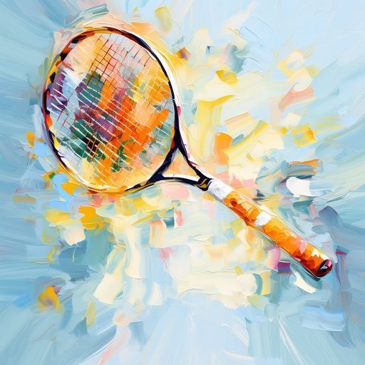 Impressionistic tennis racket clipart on white background