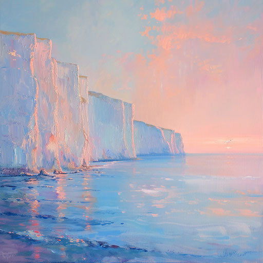 White Cliffs of Dover glowing in the soft light of dawn