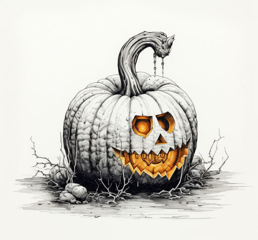 Poignant pumpkin in clean and sharp ink