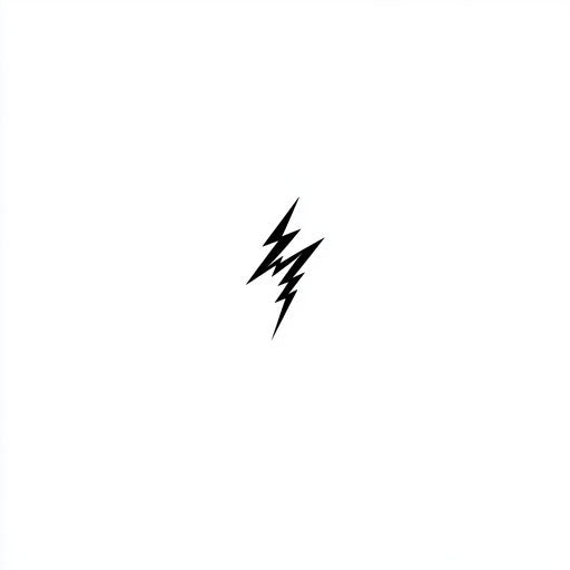 Small neck tattoo for men with a bold black lightning bolt