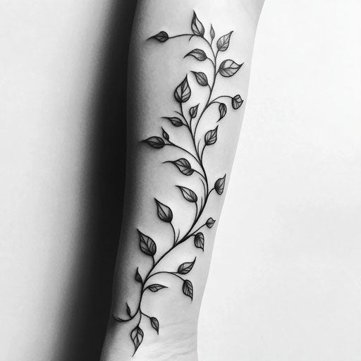 Beautiful arm tattoo sketch with delicate vine for females