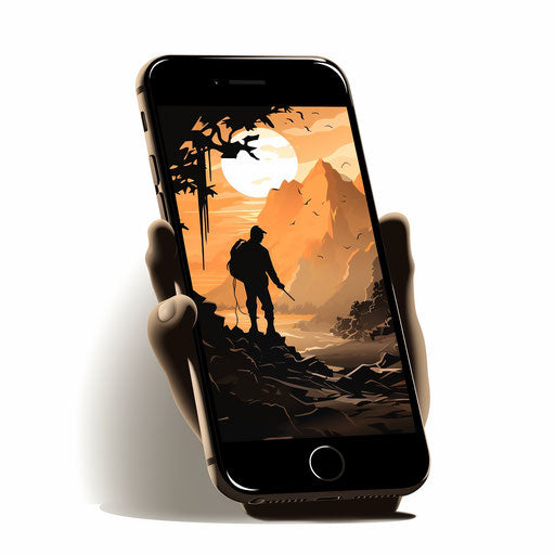 Mobile clipart in the style of Chiaroscuro Art, on white background