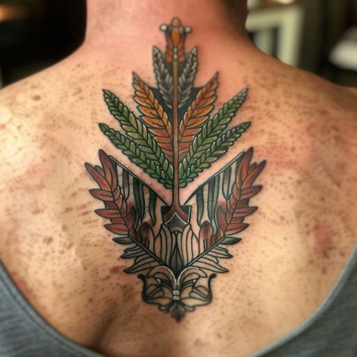 Art deco inspired fern tattoo on white background