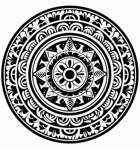 Black coloring page with traditional designs