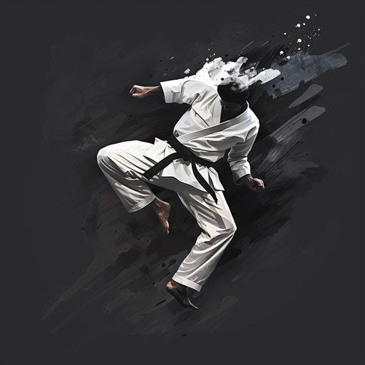 Realistic taekwondo clipart on dark charcoal background