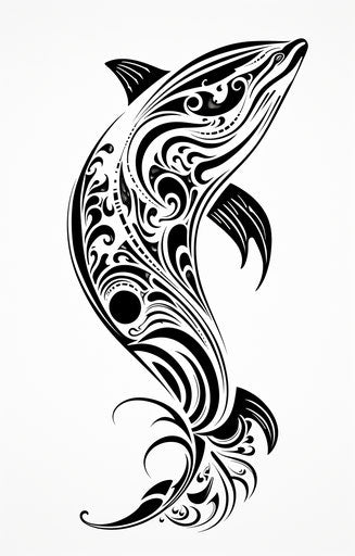 Elegant realism of orca style shark in tribal design