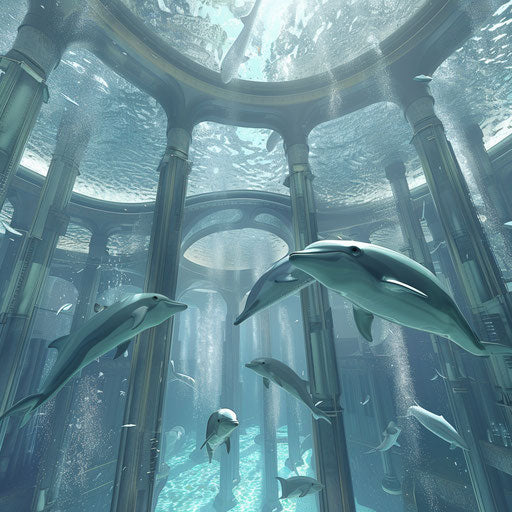 Dolphins in a futuristic underwater utopia