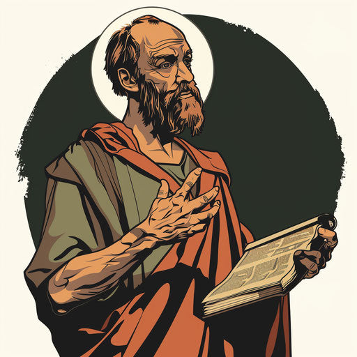 Tattoo sketch of apostle preaching with contemporary backdrop