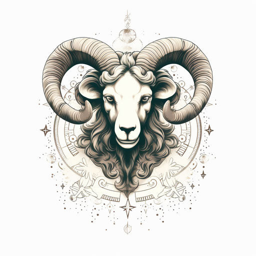Ram tattoo as a symbol on white background