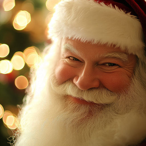 Santa Claus winking with fluffy white beard