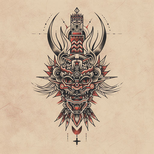 Vintage tattoo sketch of a Kalinga design with a retro feel