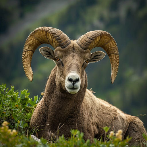 Bighorn sheep in a lush valley