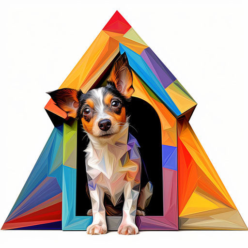Dog house clipart in the style of Impressionistic Art