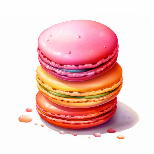 Macaron clipart in the style of Oil painting, on a white background