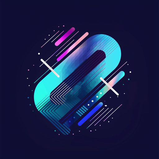 Brand logo with digital elements and bright blue colors