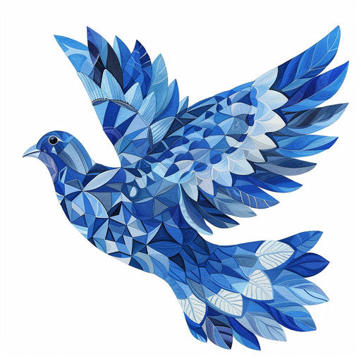 Blue geometric dove design
