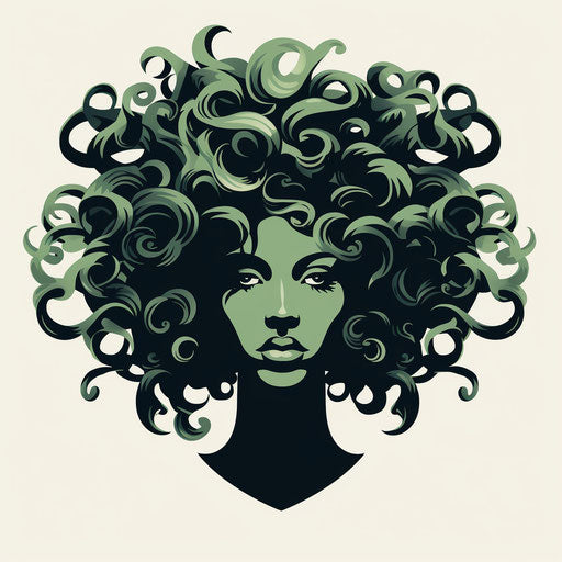 Minimalist style Medusa clipart on white background