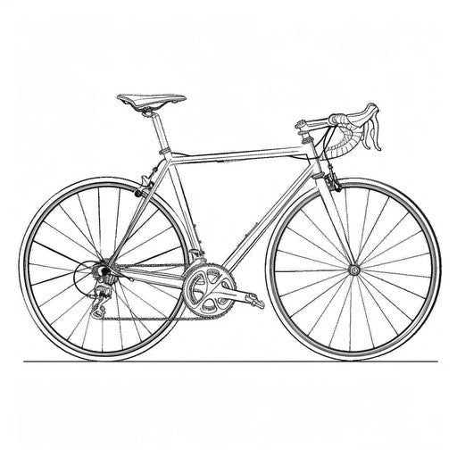 Outline of road bike with drop handlebars, ideal for easy coloring