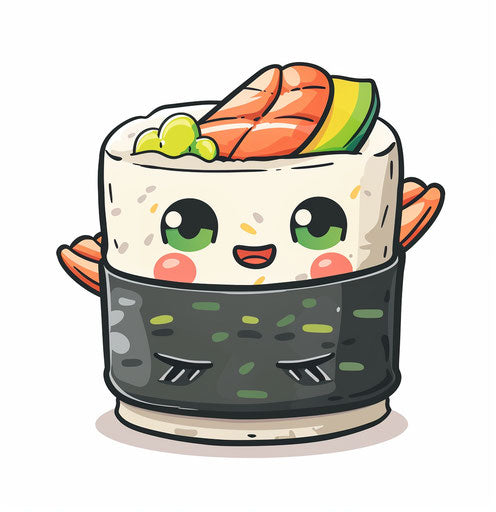 Anime sushi character with cute features