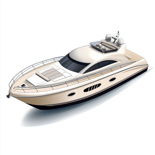 3D Motorboat in realistic style on flat white background, isolated clipart