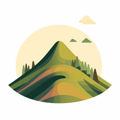 Minimalist hill artwork on white background