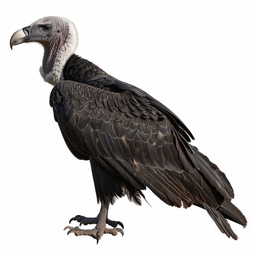 Realistic vulture clipart on flat white background, sharp clarity