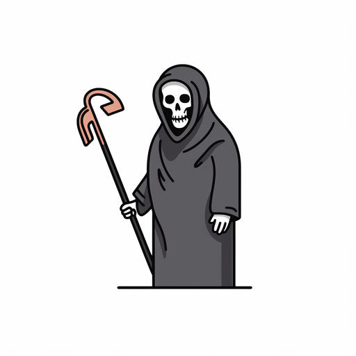 Death illustration in Minimalist style, on white background