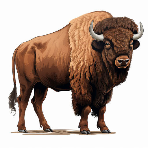 Bison clipart in the style of Chiaroscuro Art, on a white background