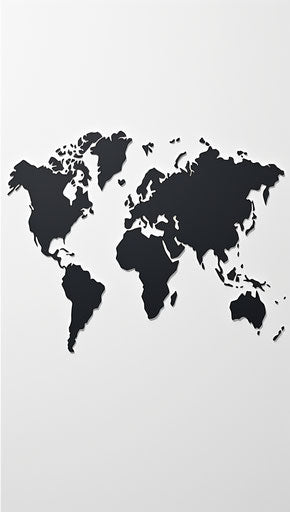 Black and white world map on white background, maya lin style