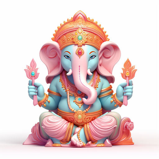 Ganesh ji illustration in the style of Pastel Colors, on white background