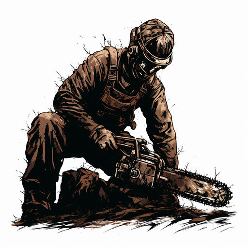 Chainsaw clipart in the style of Chiaroscuro Art