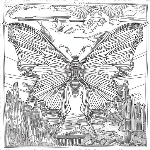 Butterfly with fantasy landscape on its wings