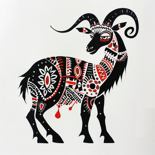 Traditional Scandinavian Folk Art Goat Tattoo Design