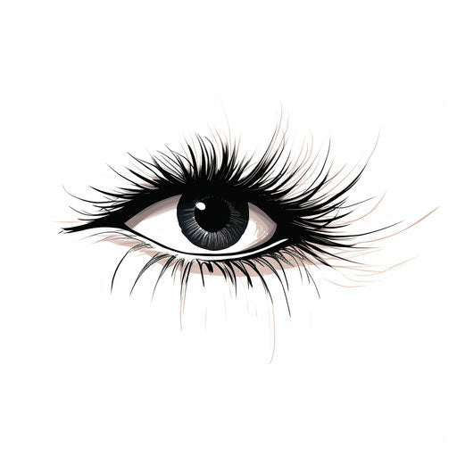 Eyelash clip in Chiaroscuro Art style, on white background