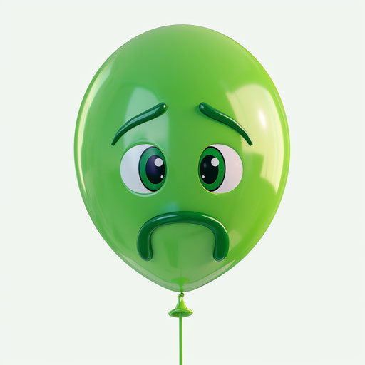 Sad emoticon on green balloon, cfa voysey style
