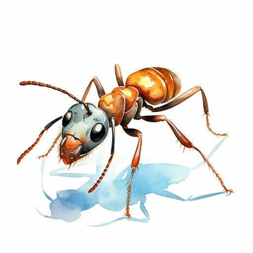 Pastel Colors Art of an Ant on white background