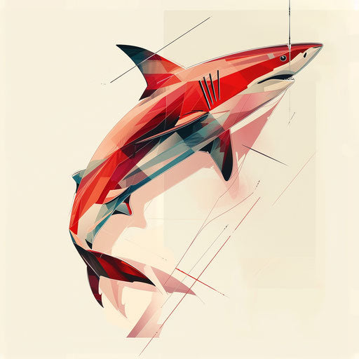 Abstract image of shark form with geometric shapes and lines
