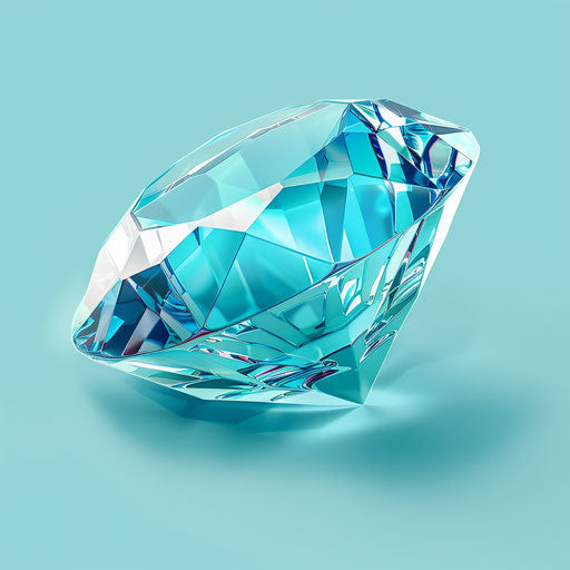 Realistic gem clipart on flat serene aqua background