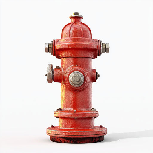 3D Fire Hydrant on White Background, Photo Realistic Style