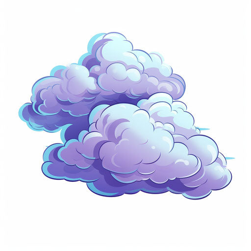 Cartoon cloud in Impressionistic Art style on white background