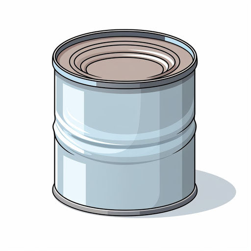 Minimalist-style tin clipart on white background