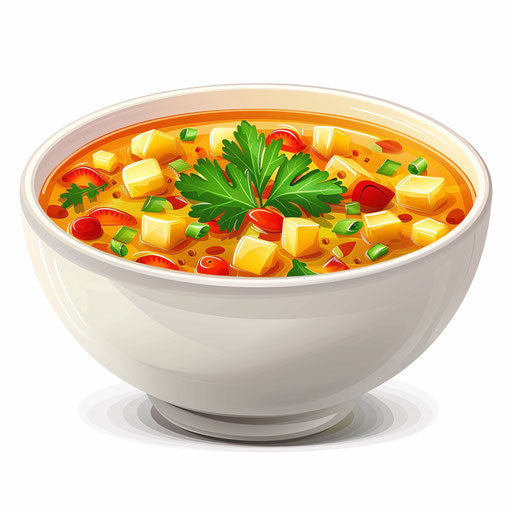 Realistic soup clipart on white background with sharp edges