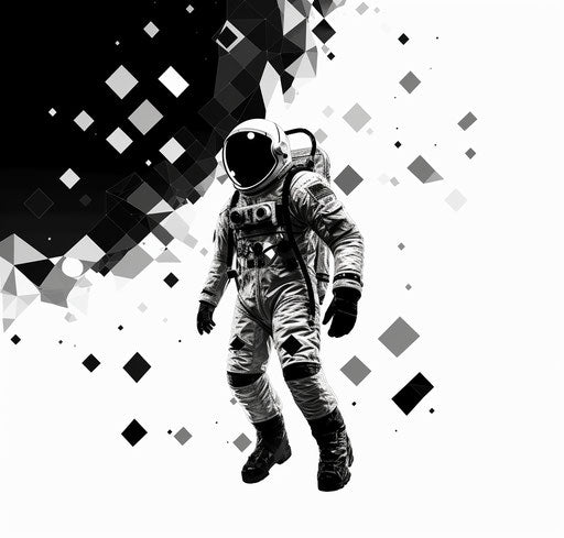 Astronaut in space clipart, monochrome geometry style