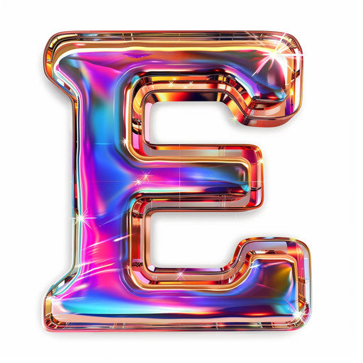 Realistic photo of the letter e with random flat background