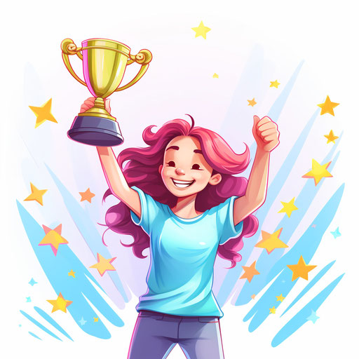 Winner in Pastel Colors on White Background